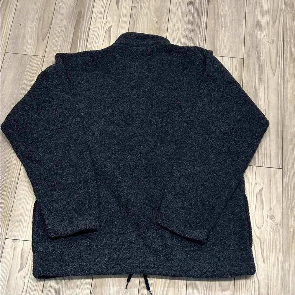 Vintage City Scape Men’s Dark Blue Button-Up Crewneck Fleece Pockets Size Large